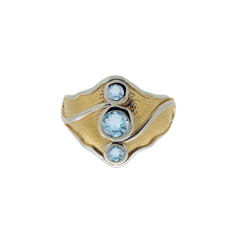 Sterling Silver Rhodium 23k Gilded Sky Blue Topaz Rocks 