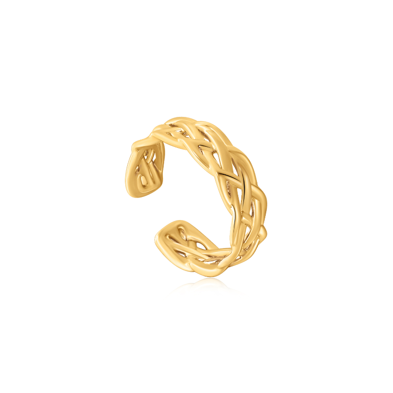 GOLD ROPE WIDE ADJUSTABLE RING