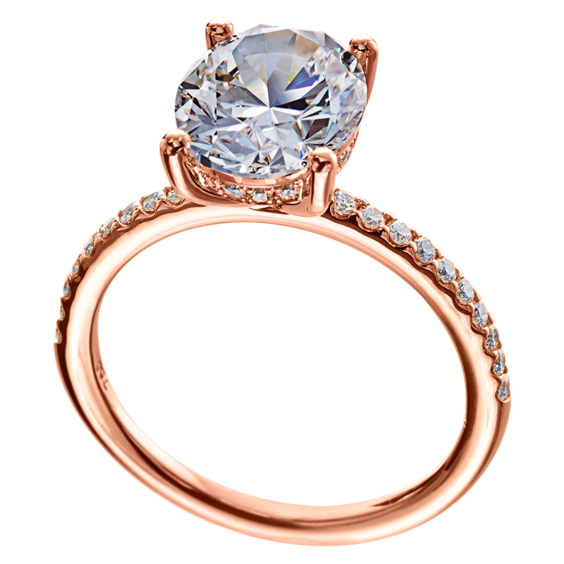 18 Karat Rose Gold Engagement Ring Is Set