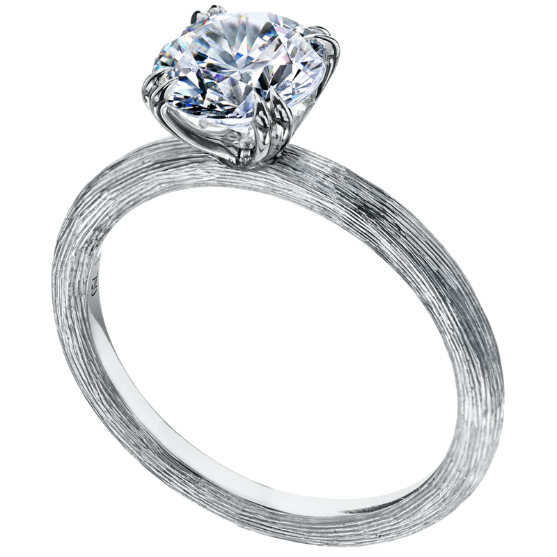 Platinum Engagement Ring Is Hand Engraved