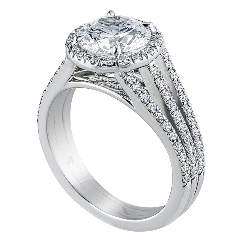 Platinum Micro-Pave Halo Engagement Ring