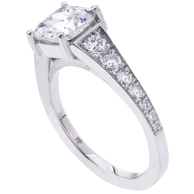 Bead-Set Platinum Engagement Ring