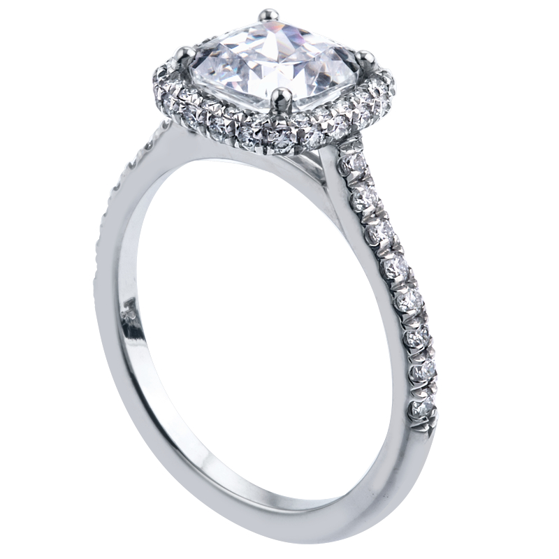 Two-Sided Micro Pave Set Halo Engagement Ring