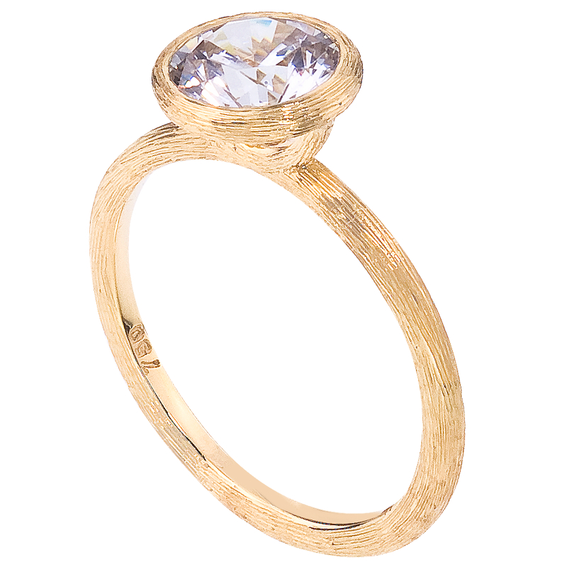 18 Karat Yellow Gold Bezel Set Solitaire Engagement Ring