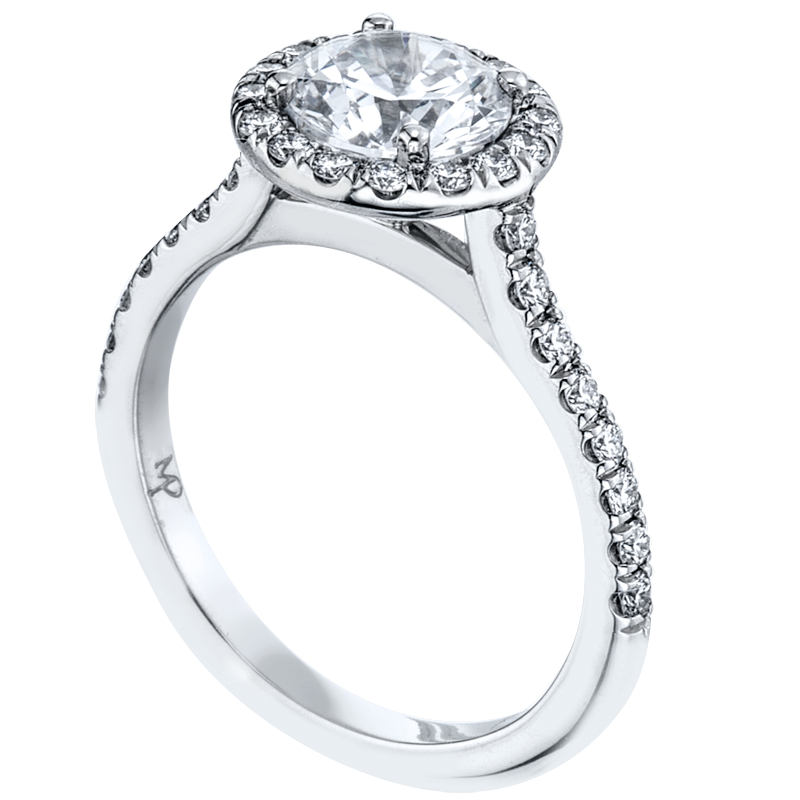 Platinum Micro Pave Set Halo Engagement Ring