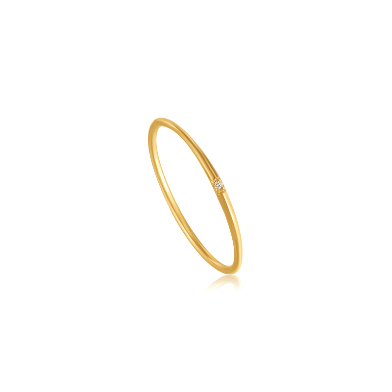 14KT GOLD FINE BAND NATURAL DIAMOND RING